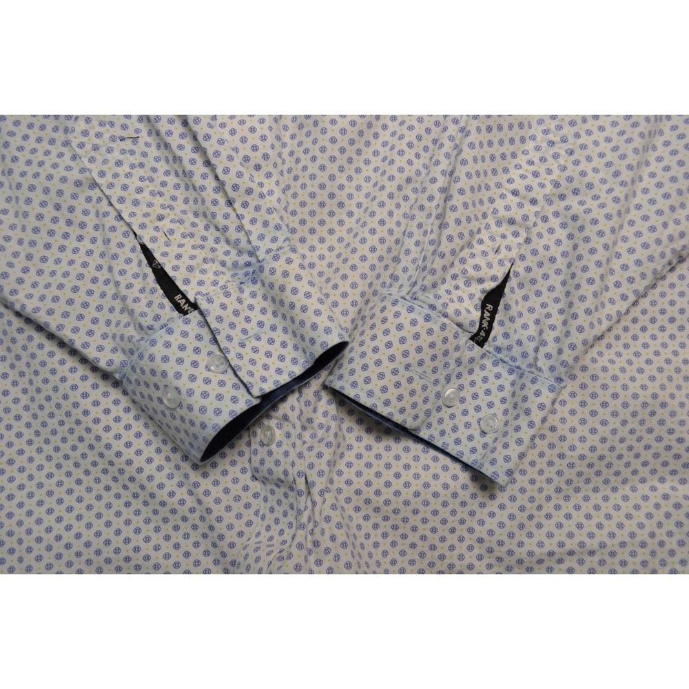 RANK 45 Men's 3XLT Long Sleeve Button Down Shirt Blue White Geometric Print - Picture 5 of 9